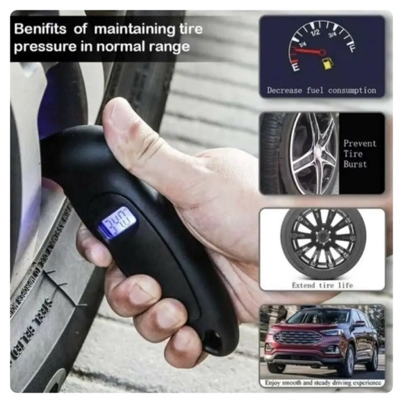 Handheld Tire Gauge Portable Digital LCD Tire Air Pressure Tester red new - Picture 4 of 5